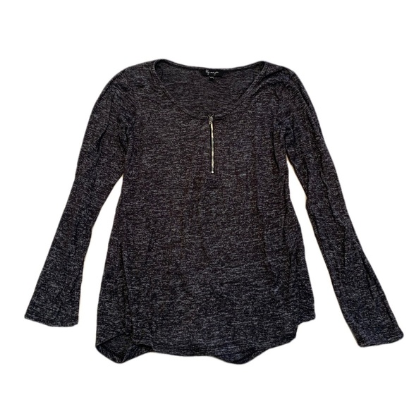 lily morgan Tops - Lily Morgan Heathered Gray Quarter-Zip Long Sleeve Top - Size M/M